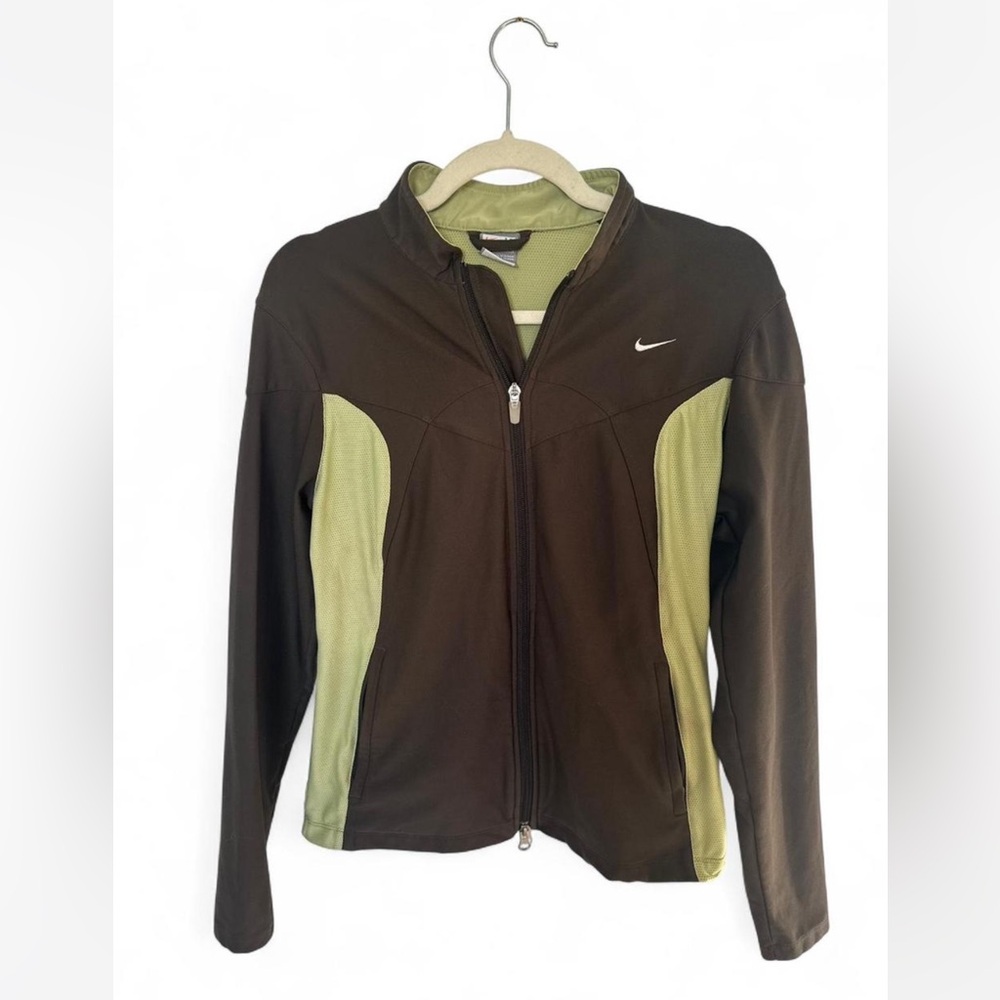 Nike Green & Brown Athletic Zip-Up Jacket - Size M